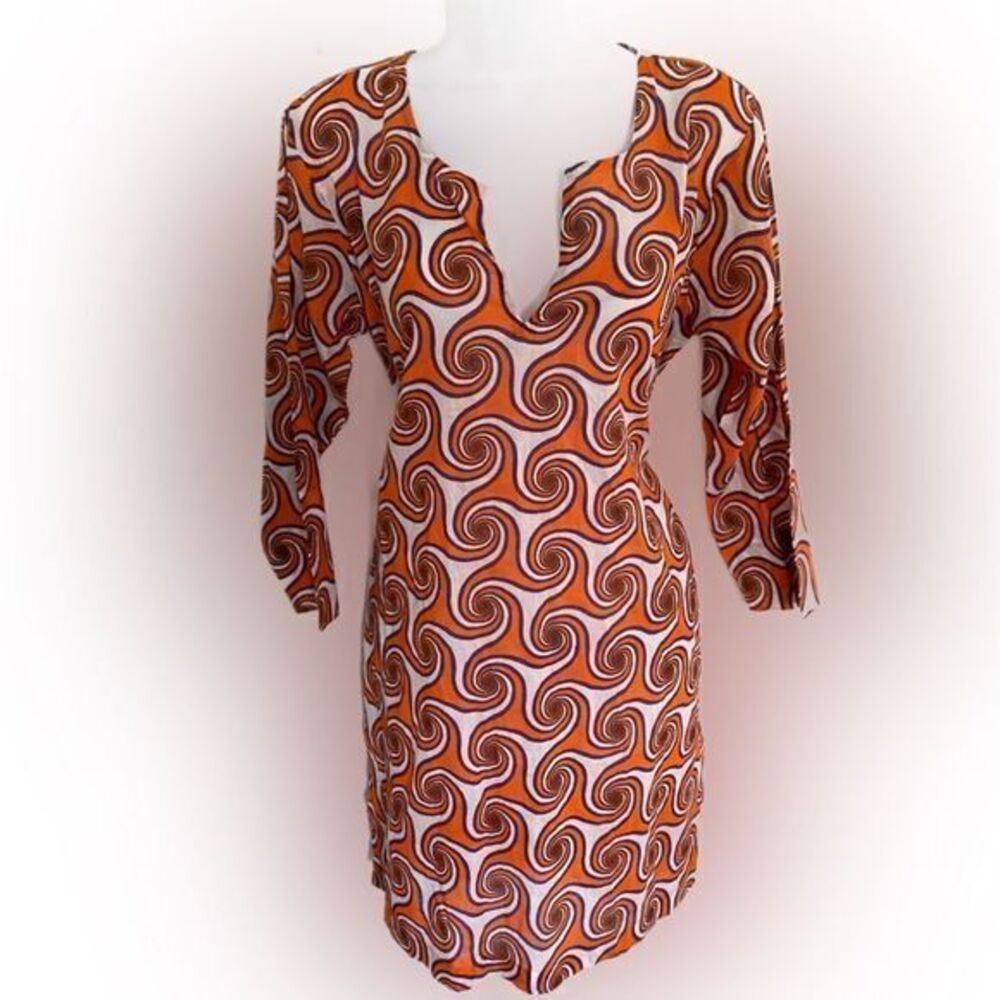 Gretchen Scott Designs Tunic- L orange , purple cotton